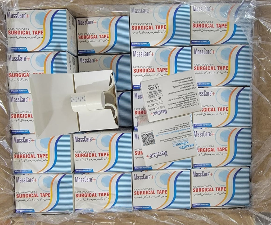 MassCare+ Non-Woven Surgical Tape 1" x 12 Rolls | Hypoallergenic & Breathable Medical Tape | For Skin-Friendly Secure Dressing