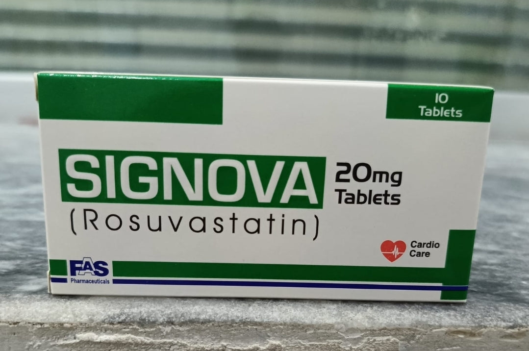 Signova 20mg Tablets – Rosuvastatin Cholesterol Lowering & Heart Health Support | Statin Therapy 10 Tablets