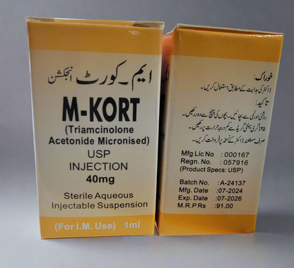 M Kort 40mg Injection | Triamcinolone Acetonide Micronised | 1 Ampoule