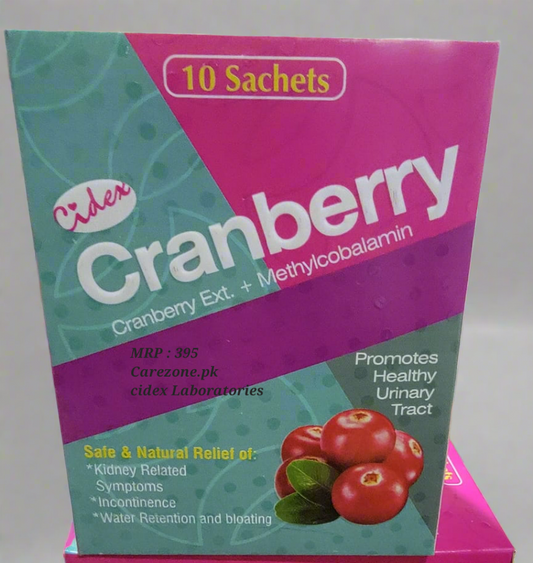 Cidex Cranberry Sachet (Cranberry Extract + Methylcobalamin)- 10 Sachets