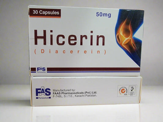 Hicerin 50mg Capsules – Diacerein – 30 Capsules | Joint Pain & Osteoarthritis Relief