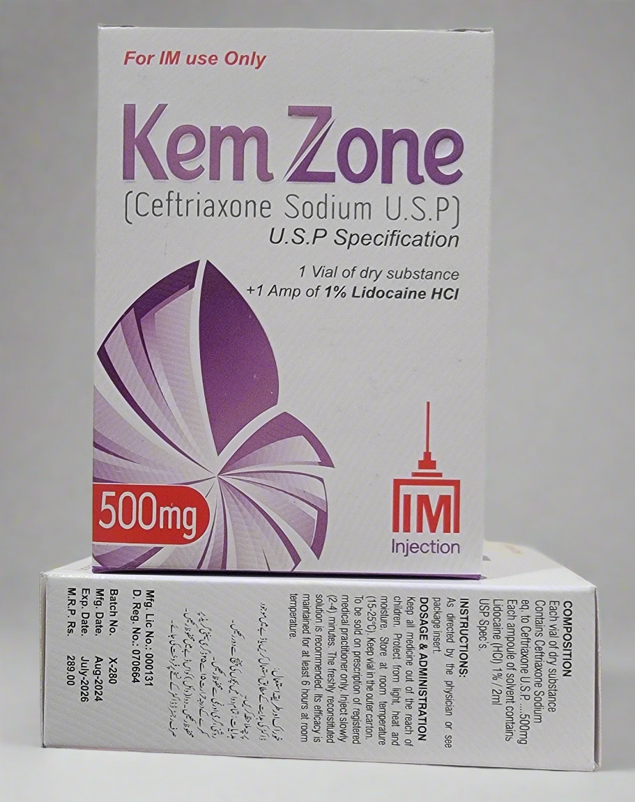 Kemzone 500mg I.M injection (Ceftriaxone)
