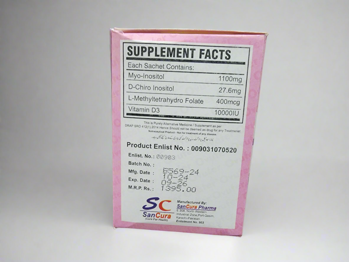 Ovufer Sachets – Female Fertility & PCOS Management Supplement  (Myo-Inositol, D-Chiro Inositol, L-Methylfolate & Vitamin D3) 10 sachet