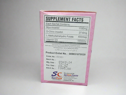 Ovufer Sachets – Female Fertility & PCOS Management Supplement  (Myo-Inositol, D-Chiro Inositol, L-Methylfolate & Vitamin D3) 10 sachet