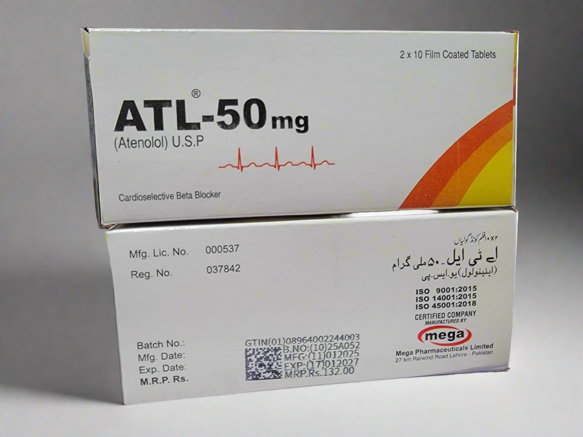 ATL-50 mg (Atenolol) – 20 Tablets | Cardioselective Beta Blocker