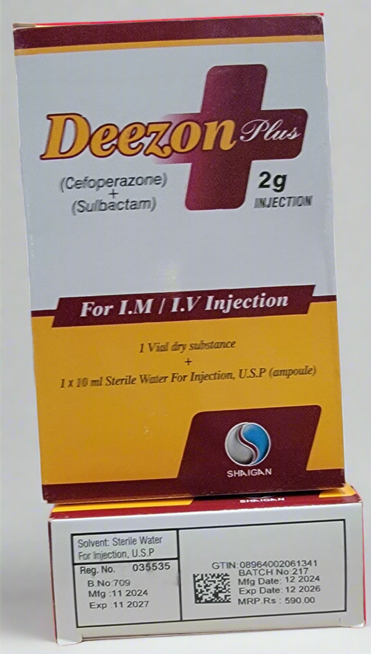 Deezon Plus Injection – Cefoperazone + Sulbactam 2g | IM/IV Use