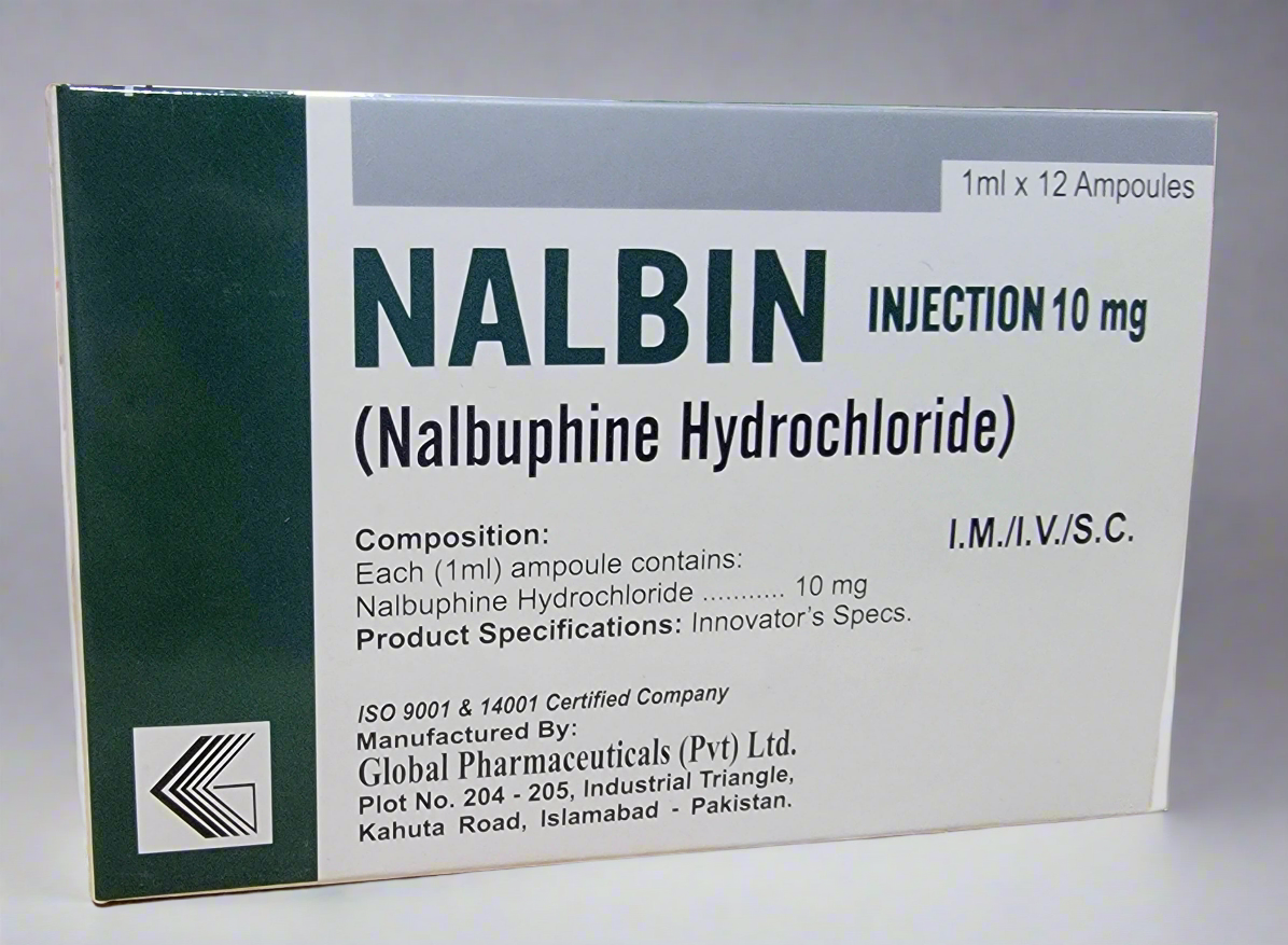 NALBIN Injection 10mg (Nalbuphine Hydrochloride) – Pain Relief – 1ml × 12 Ampoules