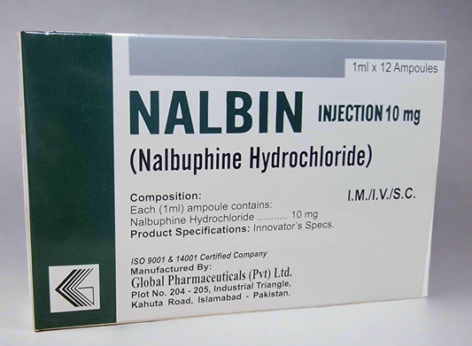 NALBIN Injection 10mg (Nalbuphine Hydrochloride) – Pain Relief – 1ml × 12 Ampoules
