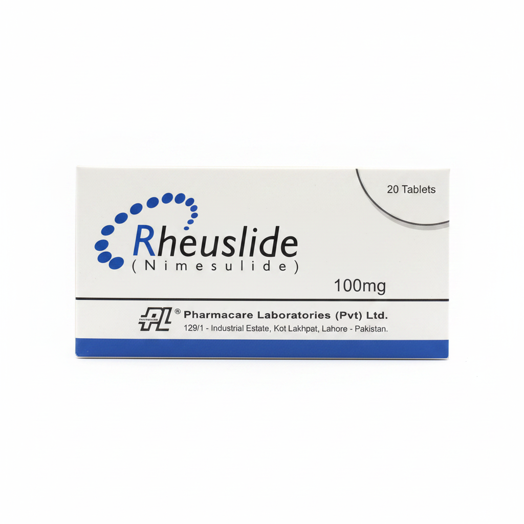 Rheuslide 100mg Tablets – Nimesulide Pain Relief, Anti-Inflammatory & Fever Reducer | 20 Tablets