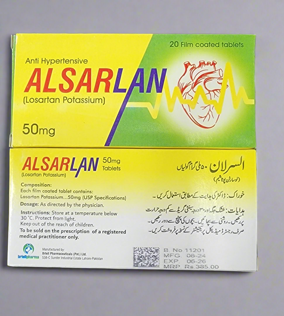 ALSARLAN (Losartan Potassium) 50mg – 20 Film-Coated Tablets – Anti-Hypertensive Medicine