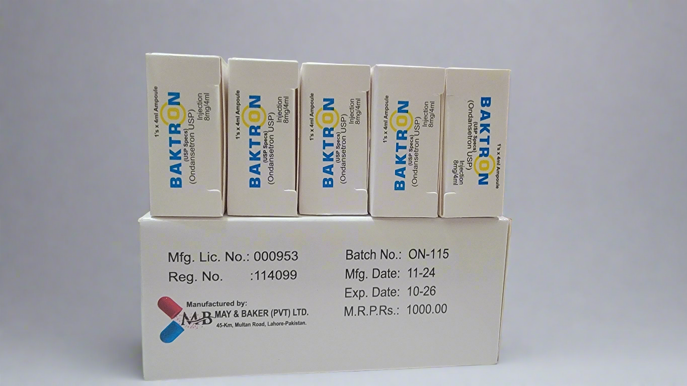 Baktron 8mg Injection – Ondansetron 8mg | Pack of 5 Ampoules