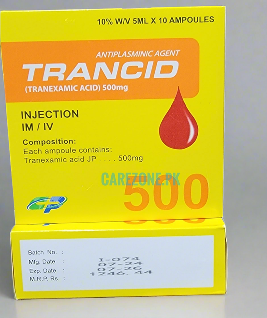 Trancid Injection (Tranexamic Acid) 500mg – 10 Ampoules