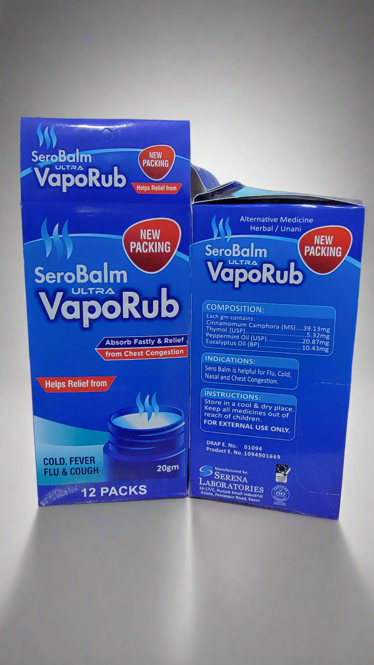 VapoRub Balm Cough Suppressant and Topical Analgesic Medicated Ointment (Serobalm)
20g