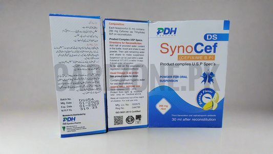SynoCef DS (Cefixime 200mg/5ml) Powder for Oral Suspension 30ml - Banana Flavor