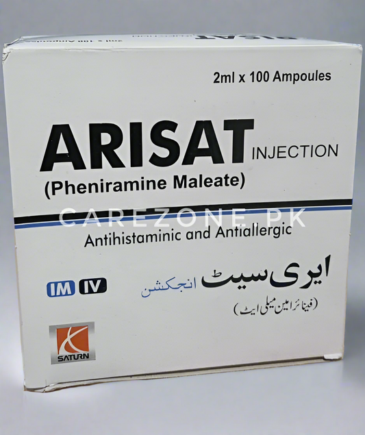 Arisat Injection (Pheniramine Maleate) 2ml x 100 Ampoules - Antihistaminic & Antiallergic