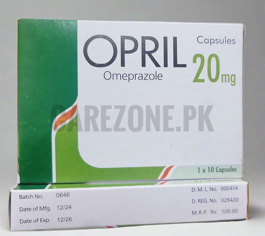 Opril 20mg Capsule | Omeprazole | 10 Capsules – For Acid Reflux, Ulcers & Heartburn