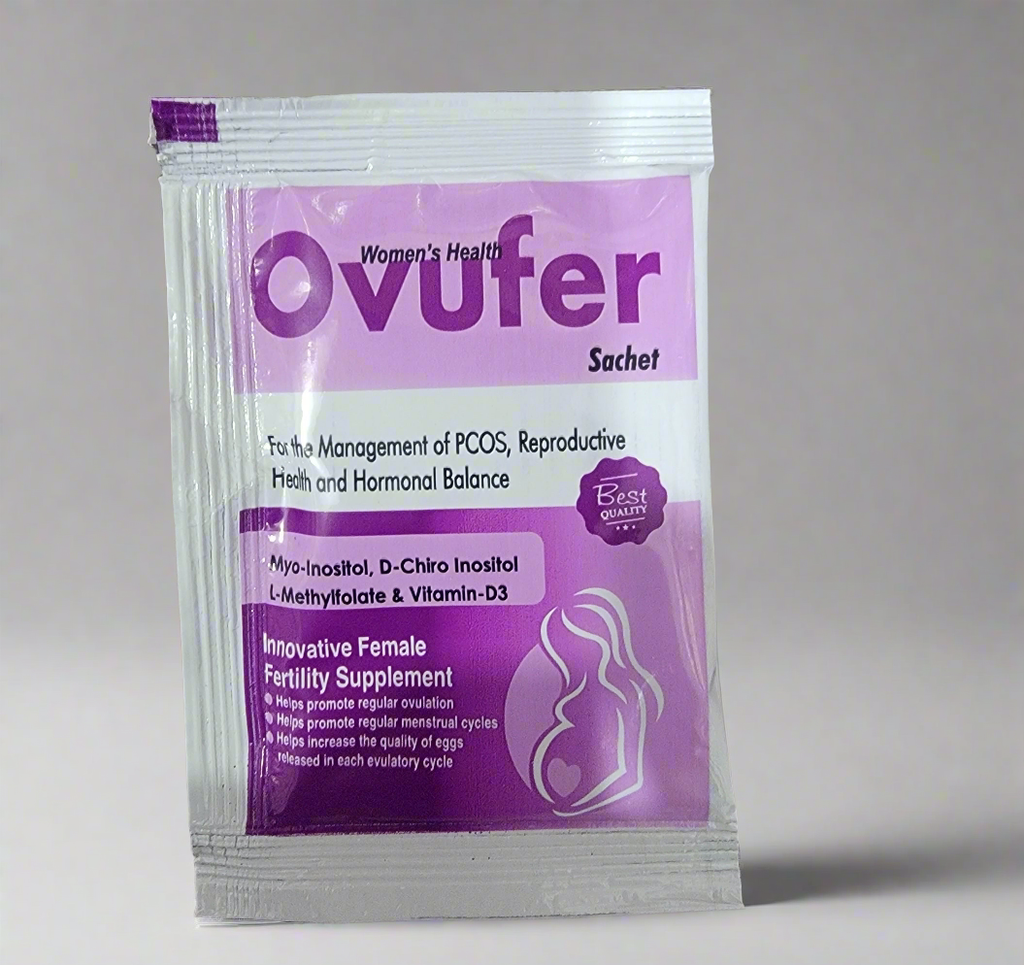 Ovufer Sachets – Female Fertility & PCOS Management Supplement  (Myo-Inositol, D-Chiro Inositol, L-Methylfolate & Vitamin D3) 10 sachet