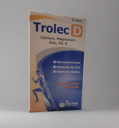 Trolec D Tablets | Calcium + Vitamin-D + Magnesium + Zinc | 30 Tablets | Bone Strength & Health Support