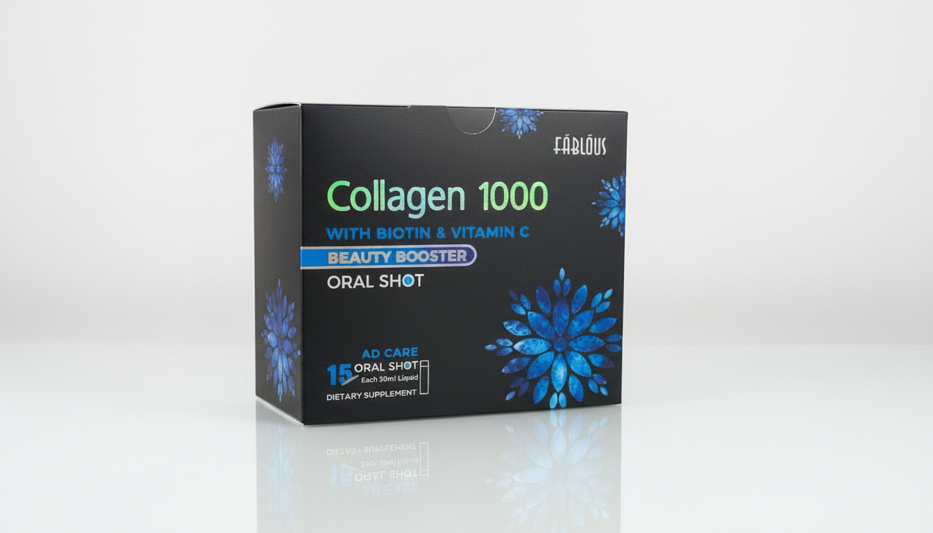 Fablous Collagen 1000 with Biotin & Vitamin C Oral Shots 30ml, 15 shots - Best collagen form with Great absorption