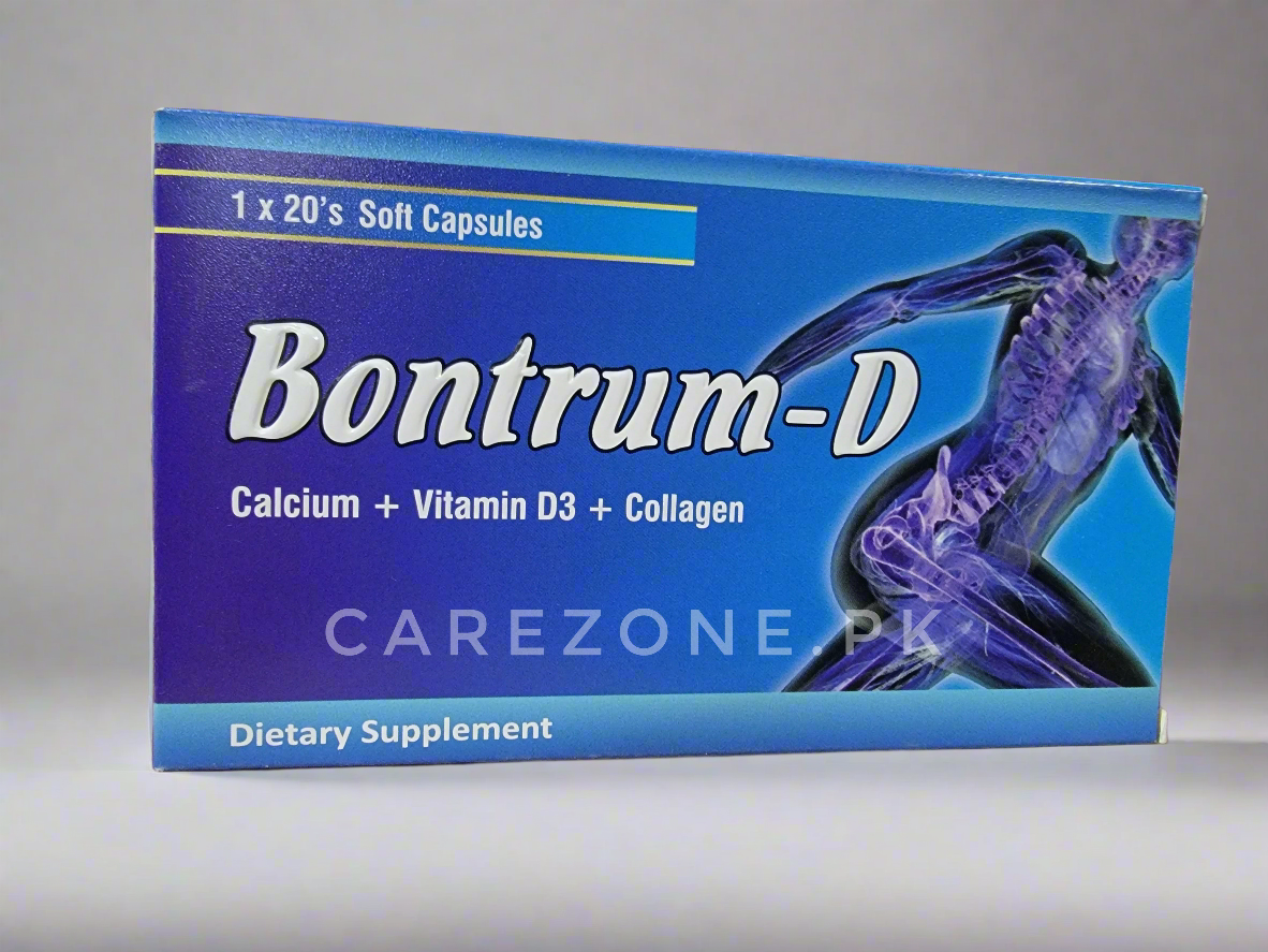 Bontrum-D Capsule (Collagen Capsules for healthy skin)– Calcium, Vitamin D3 & Collagen – 20 Softgel Capsules