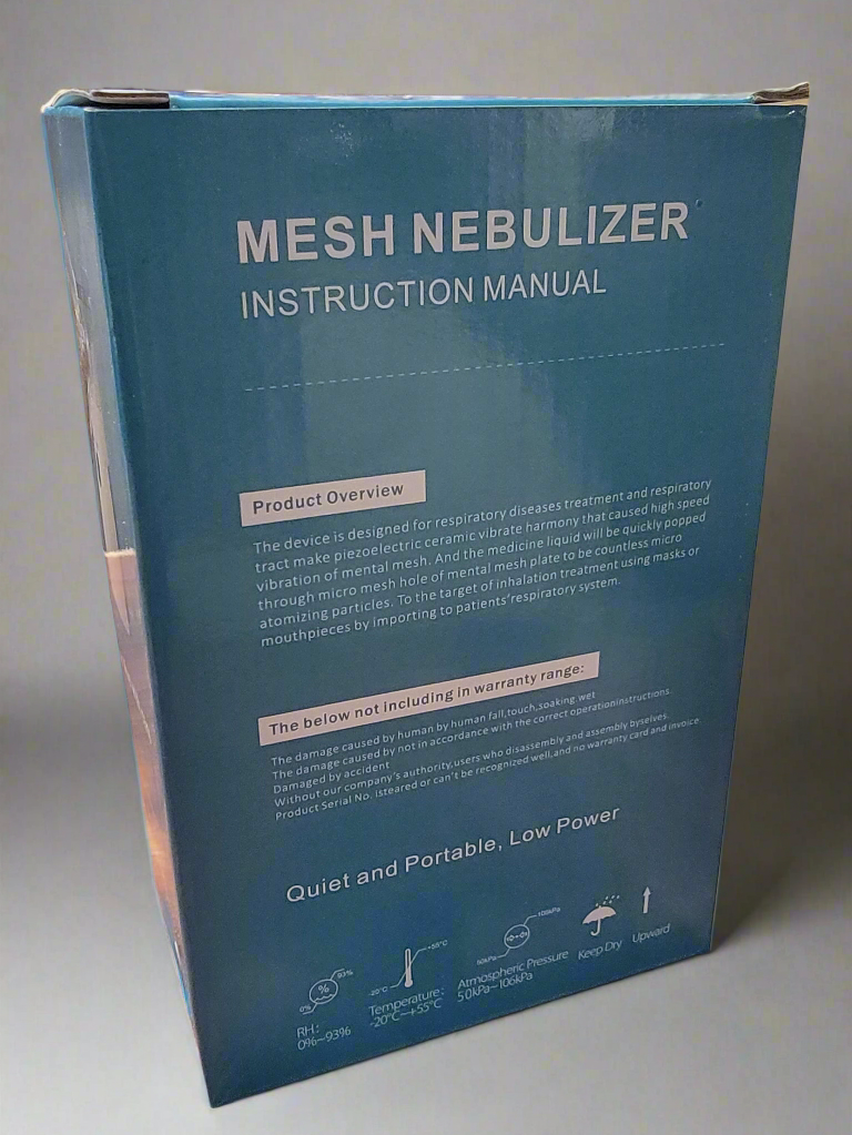 Mesh Portable Nebulizer Machine with Adult & Kid Masks, Mouthpiece, USB Cable, and Battery Operated - Best Portable Nebulizer in Pakistan