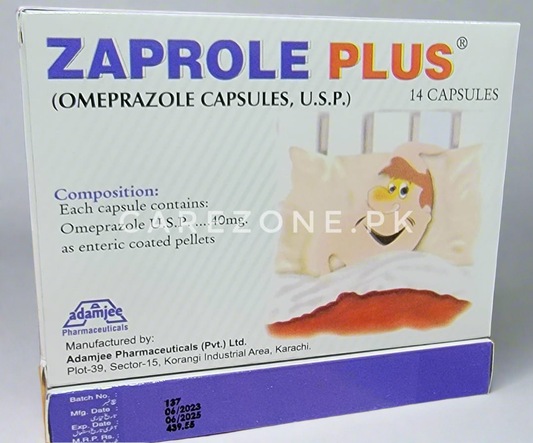 Zaprole Plus Capsules | Omeprazole 40mg | 14 Capsules for Severe Acid & Ulcer Relief