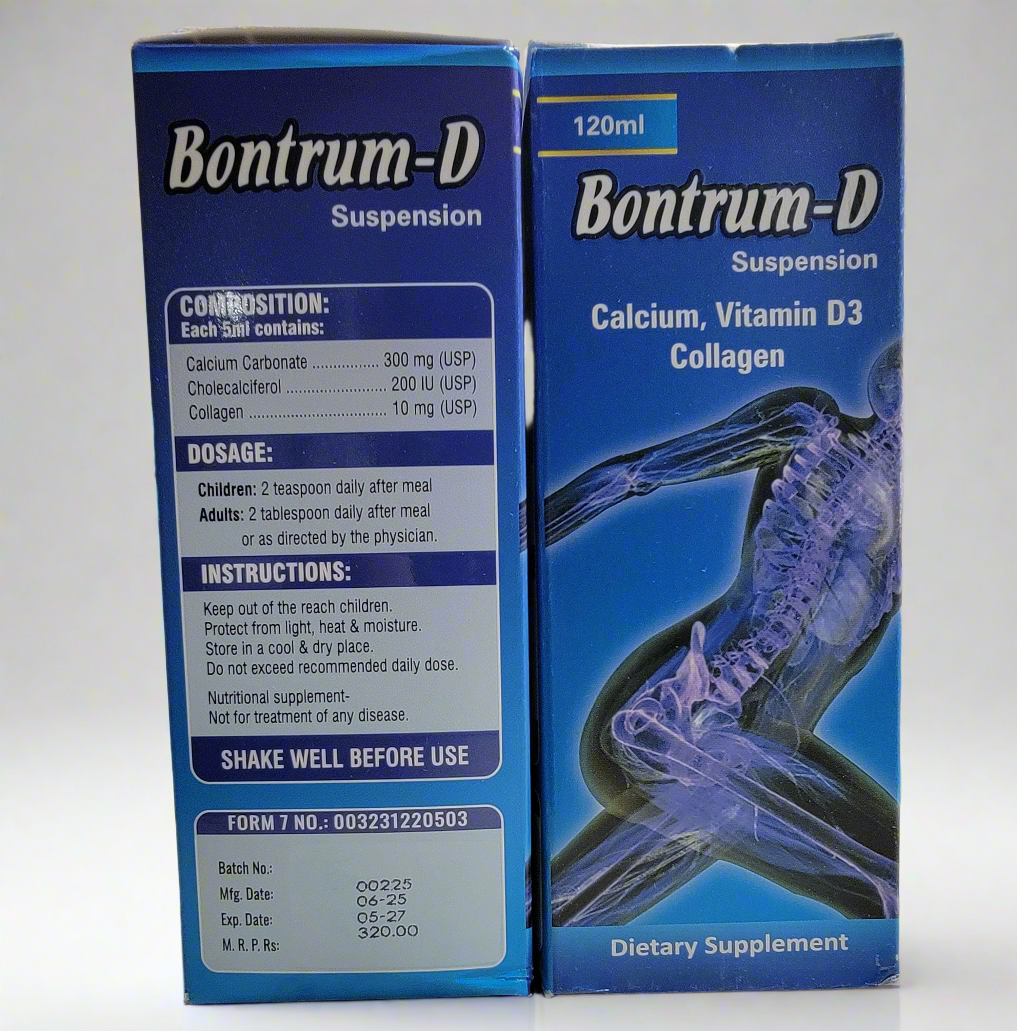 Bontrum-D Suspension 120ml (Calcium + Vitamin D3 + Collagen) Bone Strength & Joint Health