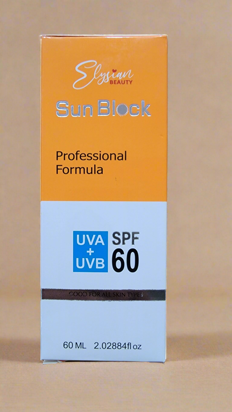 Elysian Beauty Sun Block SPF 60 – Broad Spectrum Protection for All Skin Types (60ml)