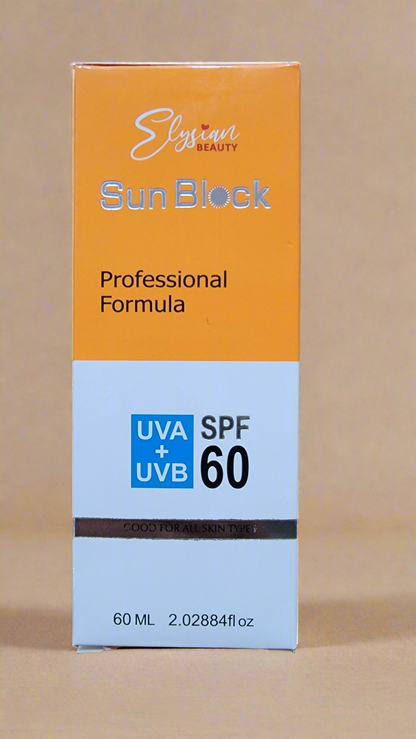Elysian Beauty Sun Block SPF 60 – Broad Spectrum Protection for All Skin Types (60ml)