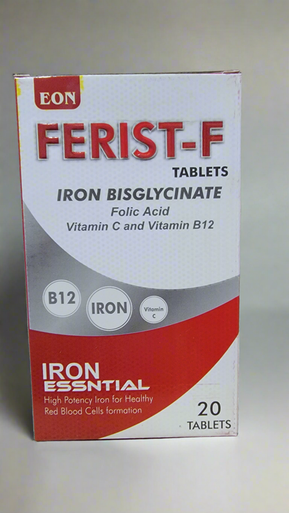 Ferist-F Tablets (Iron Bisglycinate, Folic Acid, Vitamin C & B12)- 20 tablets