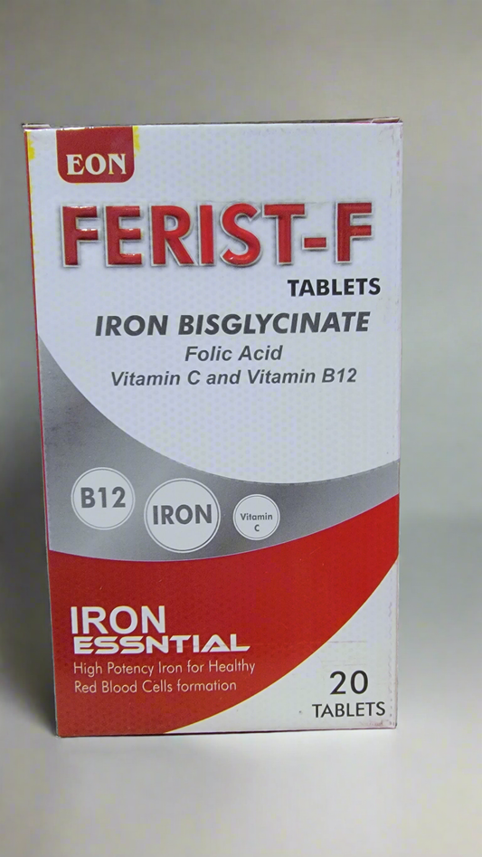 Ferist-F Tablets (Iron Bisglycinate, Folic Acid, Vitamin C & B12)- 20 tablets