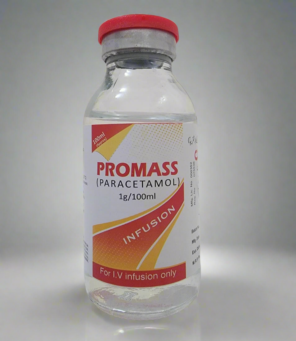 Promass Infusion 1g/100ml – Paracetamol I/V Infusion – Effective Alternative to Provas Infusion – Pain & Fever Relief