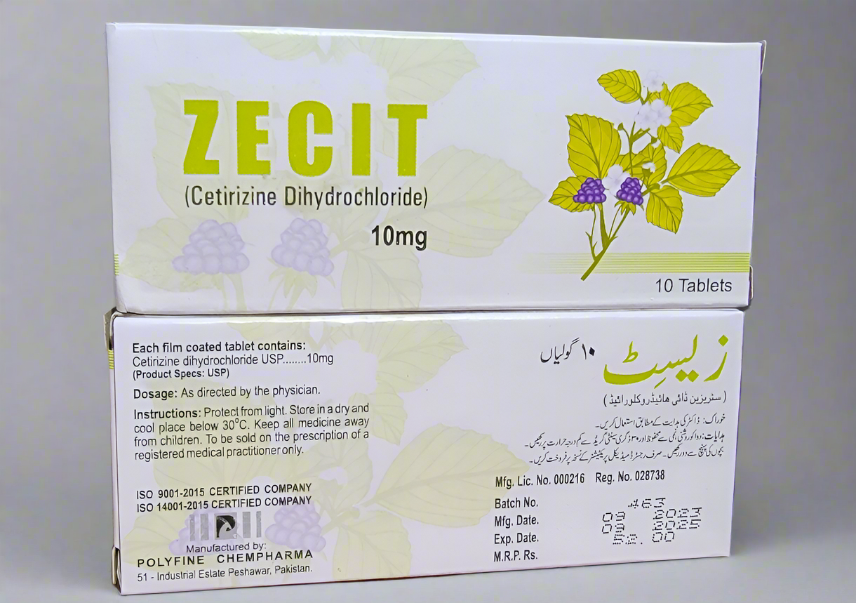 Zecit Tablet 10mg – Cetirizine Dihydrochloride | Anti-Allergy | 10 Tablets