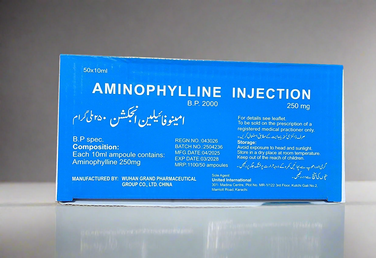 Aminophylline Injection 250mg – 50 Ampoules | Bronchodilator for Asthma & COPD