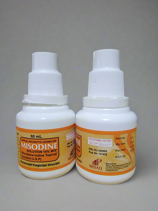 Misodine Solution 10% w/v | Povidone-Iodine Topical Antiseptic Germicide 60mL | Misodine by Misaq