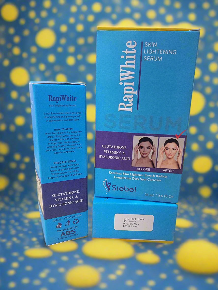 Rapiwhite Skin Lightening Serum: with Glutathione, Vitamin C and hyaluronic acid