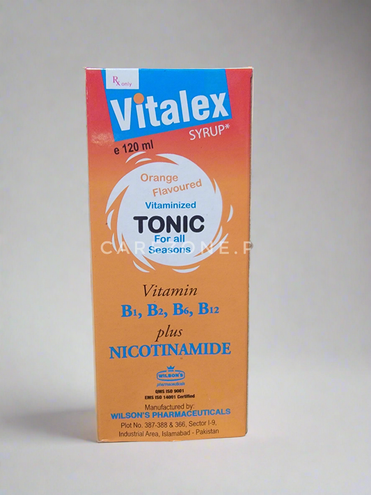 Vitalex Syrup – Vitamin B1, B2, B6, B12 & Nicotinamide | Orange Flavored Tonic – 120ml