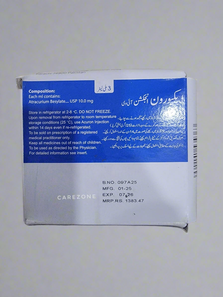 Acuron Injection 5×3ml – Atracurium Besylate USP
