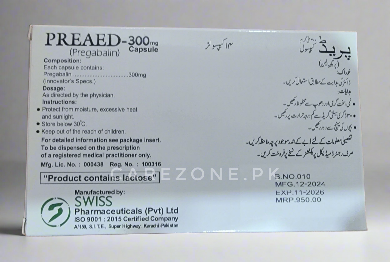 PREAED-300M Capsules – Pregabalin 300mg | Nerve Pain & Anxiety Relief | 14 Capsules