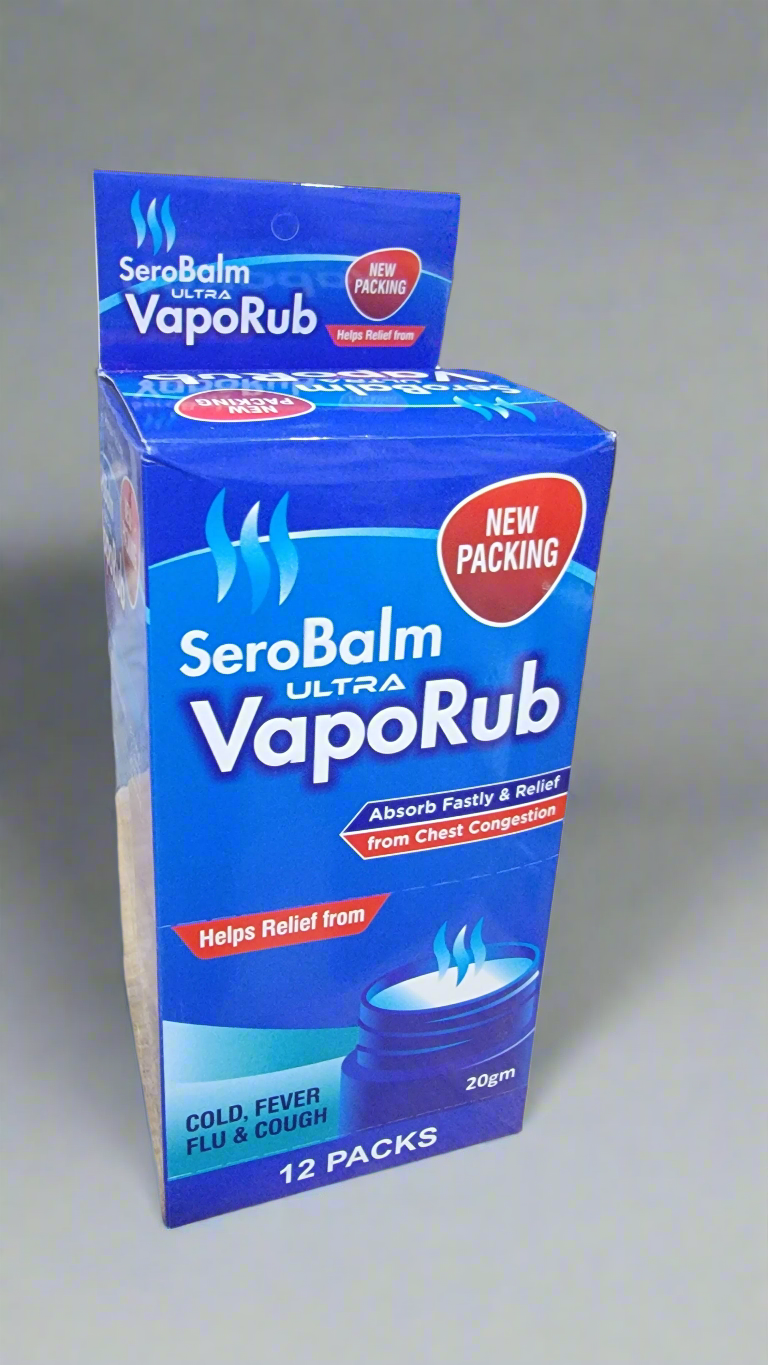 VapoRub Balm Cough Suppressant and Topical Analgesic Medicated Ointment (Serobalm)
20g