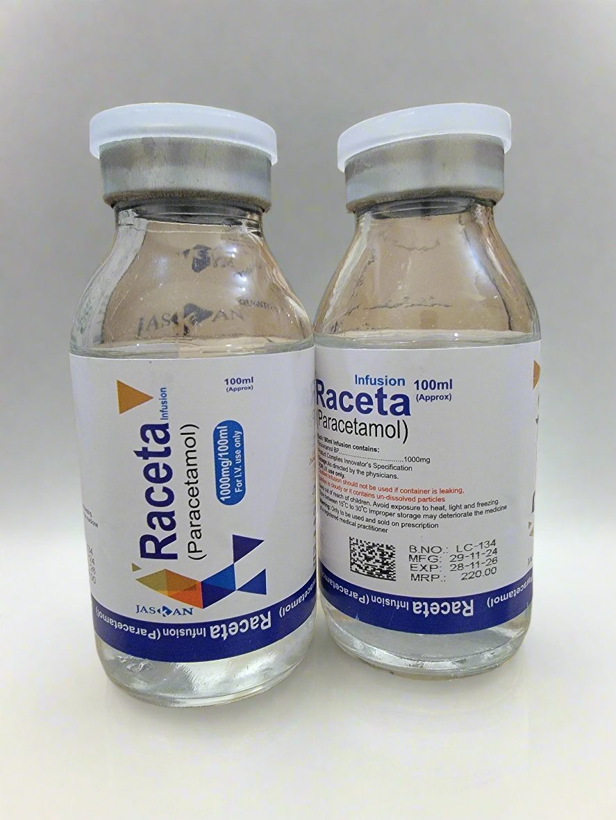 Raceta (Paracetamol) 100mg/10ml IV Infusion 100ml – Fever & Pain Relief