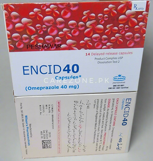ENCID 40 Capsules (Omeprazole 40mg) – 14 Capsules