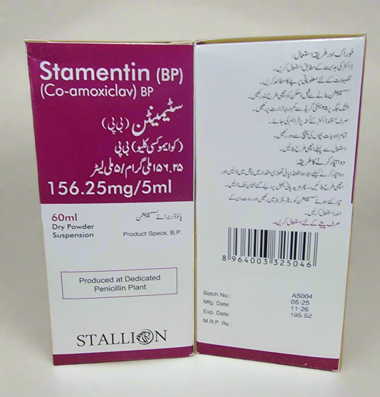 Stamentin (BP) Co-amoxiclav 156.25mg/5ml Dry Powder Suspension 60ml