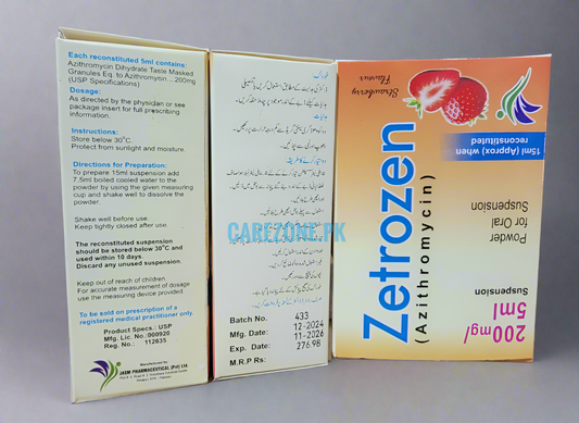 Zetrozen Suspension – Azithromycin 200mg/5ml | 15ml Bottle