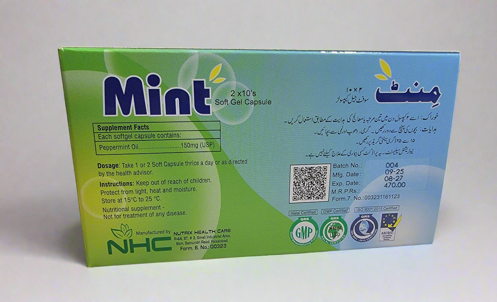 Mint Peppermint Softgel Capsules – Fast Relief from Gas & Indigestion (20 Capsules)- Clinically Trusted Digestive Relief