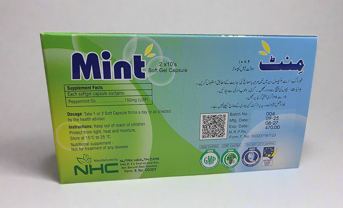 Mint – Peppermint Softgel Capsules- 20 Capsules