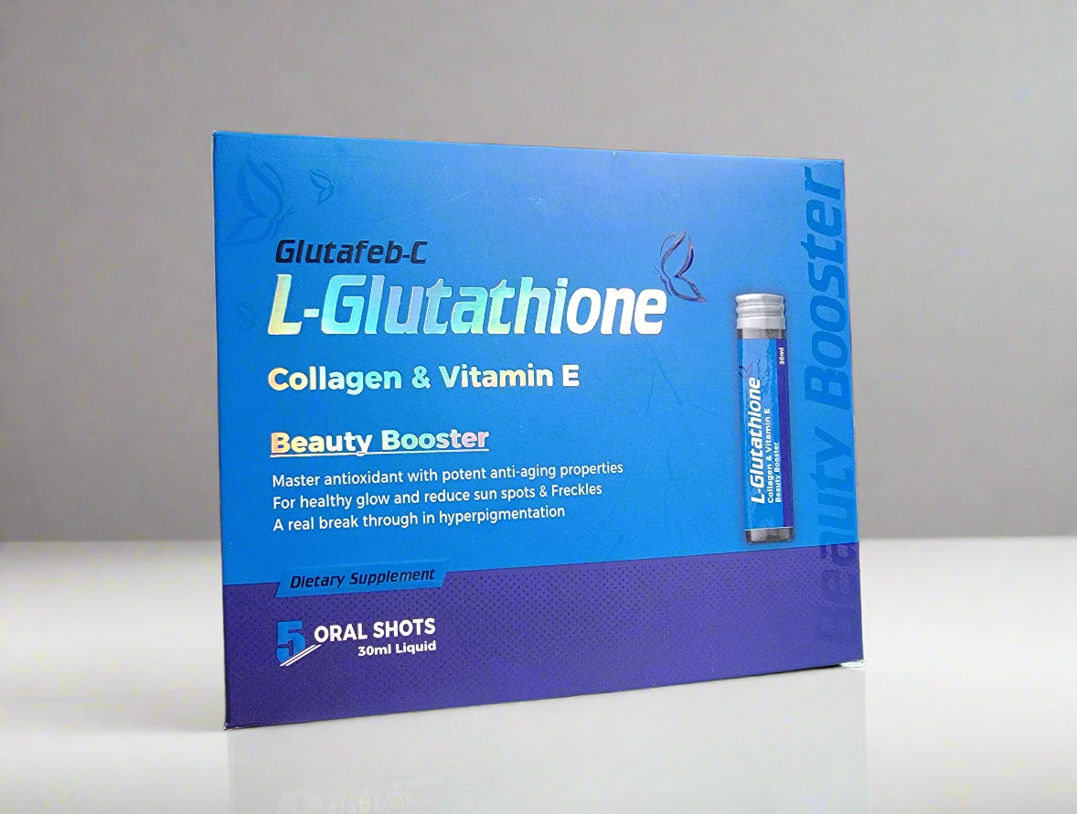Glutafeb-C Oral shots - Glutathione oral shots (L-Glutathione) Beauty Booster – Pack of 5 Oral Shots – 30ml/Shot