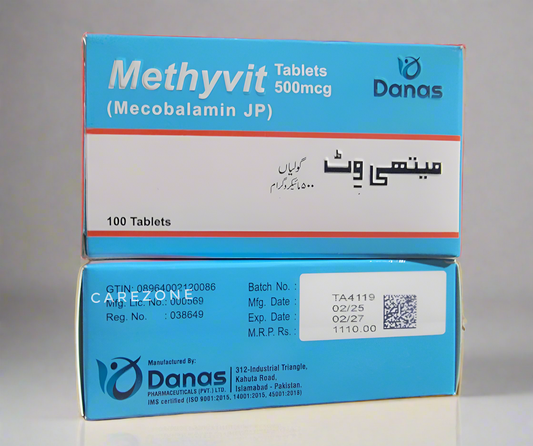 Methyvit Tablets – Mecobalamin 500mcg – 100 Tablets | Nerve Health & B12 Supplement