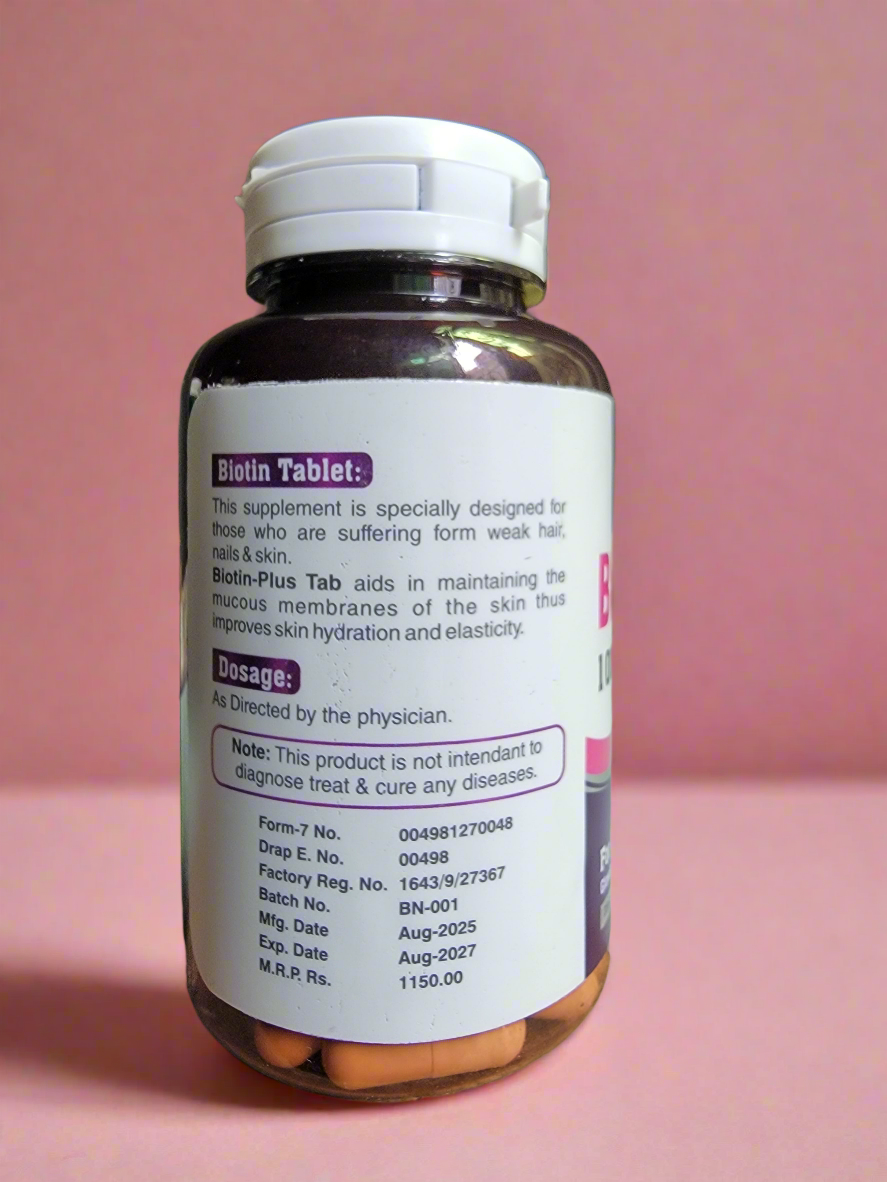 Biotin-Plus 1000mcg (Best Biotin For Hair Growth and Glowing Skin)– 30 Capsules