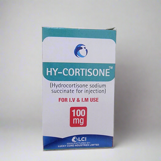 HY-CORTISONE 100mg Injection – Hydrocortisone Sodium Succinate | For IV & IM Use | 1 Vial